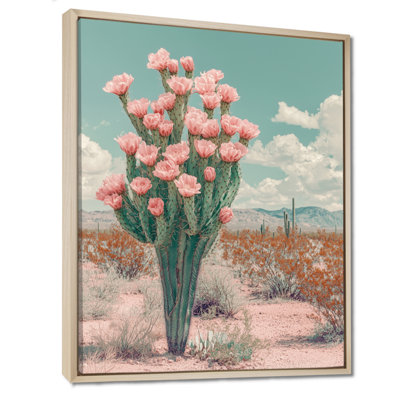 Markan Pastel Cactus Bloom In The Desert III - Cactus Canvas Wall Art
