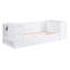 Lit de jour simple avec lit gigogne, accoudoirs de rangement et station de charge intégrée - Lit mezzanine avec bureau et bibliothèque, blanc-118565755