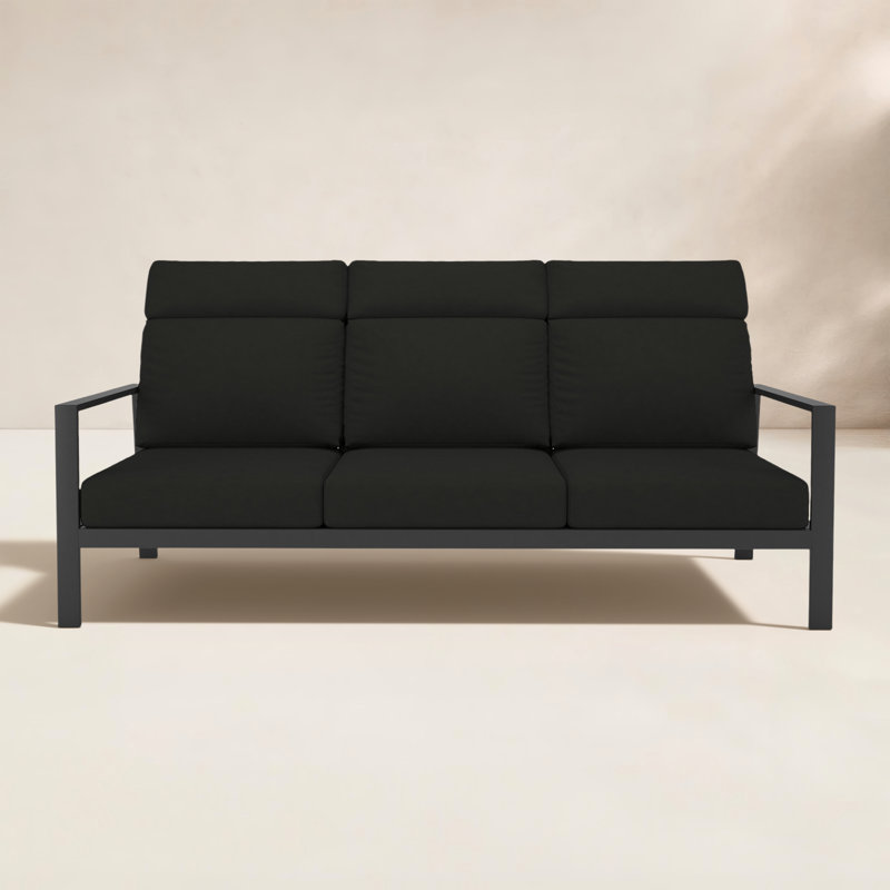 Townsend Metal Outdoor Sofa With Sunbrella Cushion, Canvas Black, No, None
