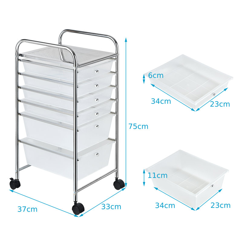 Stoke Bishop 75 cm H x 33 cm W Utility Cart, Grey/White