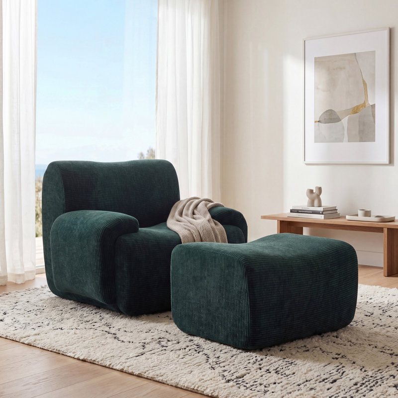 1 Seater Chenille Sofa, Green