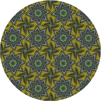 Vert géométrique/Tapis décoratif brun