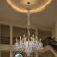Lustre en cristal 18 lumières en laiton pour plafond haut