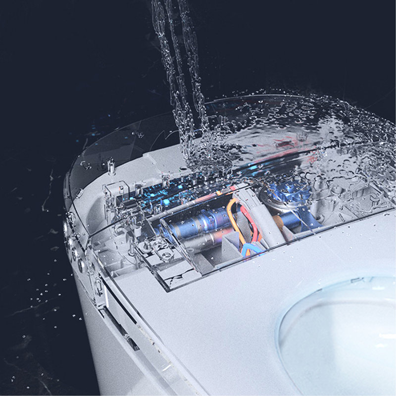 Ceramic Smart Toilet - Heated Seat 4 Levels, Dual Flush, Foot Sensor, Night , Flushing Action Low Water Consumption