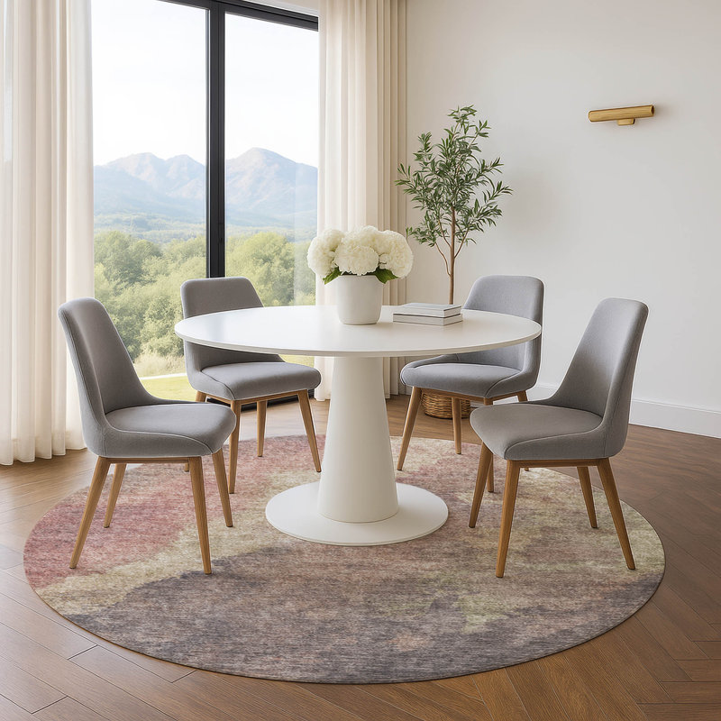 Premium Machine Washable Mundell Abstract Rug, Round 8'