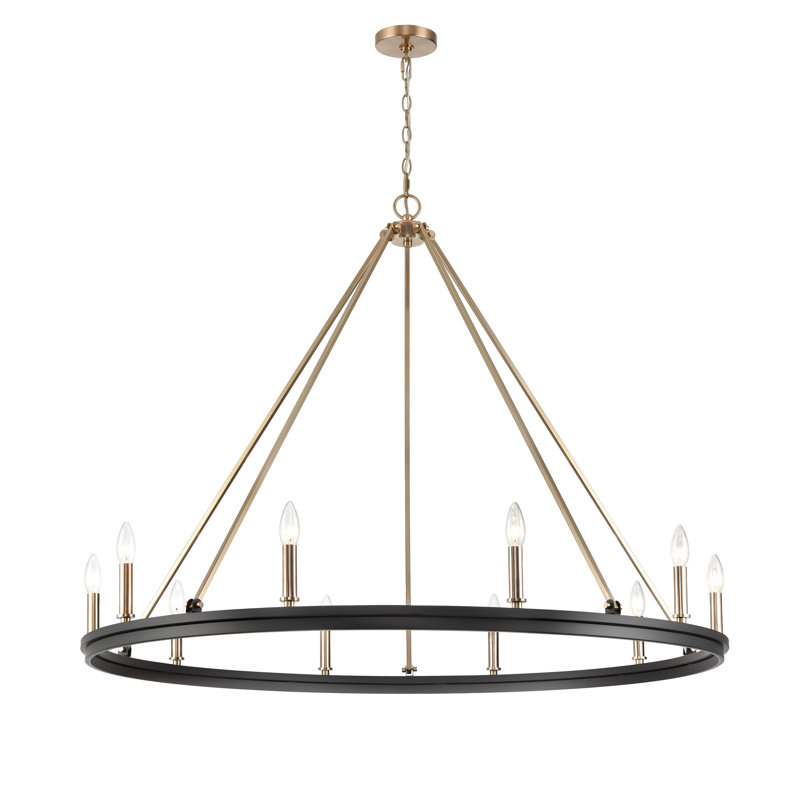 10 lumières 45 po Lustre moderne noir mat et doré