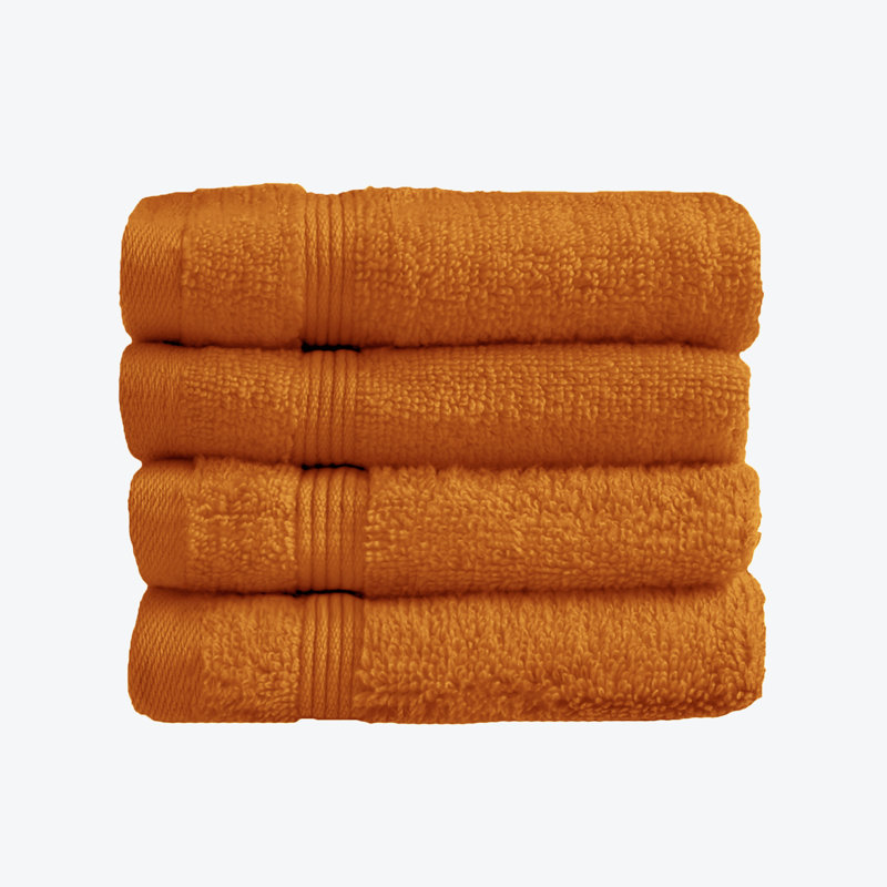 Anishah 4 Piece Egyptian-Quality Cotton Face Cloths Set Quick Dry, Caramel