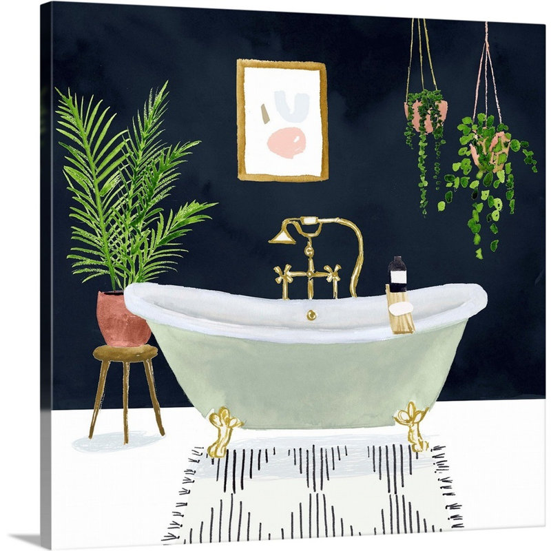 Boho Bath I - reproduction d'art sur toile, Toile tendue, H 12 po x l 12 po x P 1,25 po