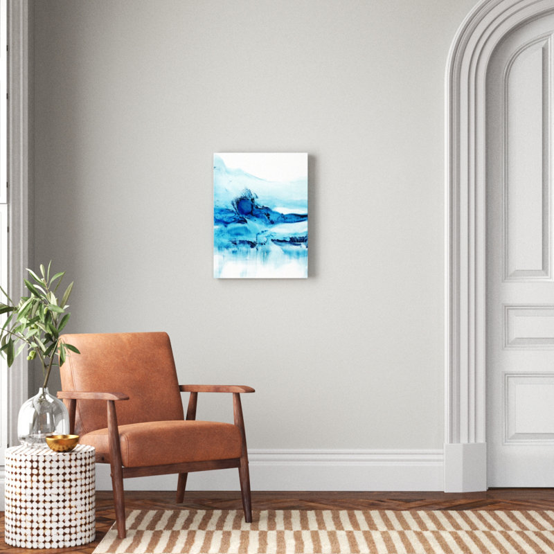 « blue currents ii », peinture sur toile, Toile tendue, H 16 po x l 12 po x P 1,25 po