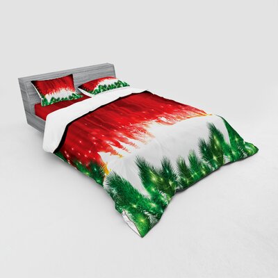 Blurry X-Mas Carol Background with Santa Fir Rudolph Annual Festival Image Duvet Cover Set -  Ambesonne, bsnev_20305_queen