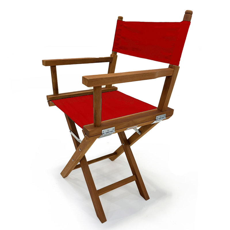Russell Red Teak Director Chair with Fabric Sling Seat