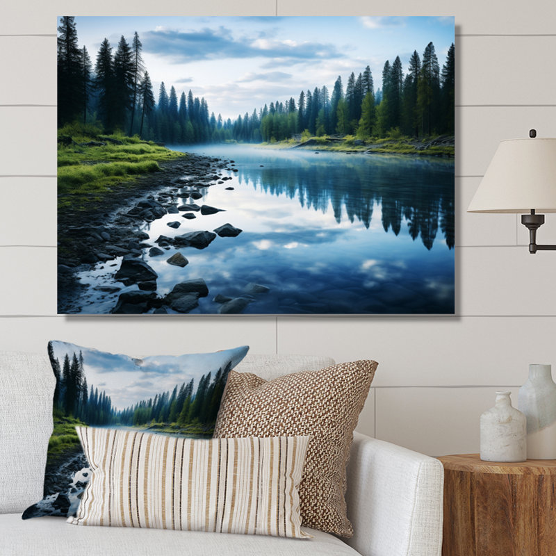 «Bertran Green River Waters Reflection I», reproduction sur toile, Toile tendue, H 30 po x l 40 po x P 1,5 po