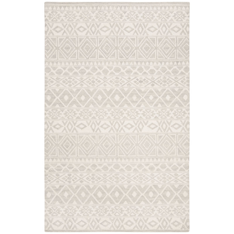 Jahiem Hand-Tufted Wool Gray Area Rug, Rectangle 5' x 8'