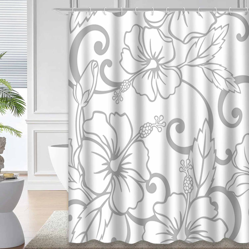 Rideau de douche AlohaSilver Tropical Hibiscus, L 72 po x l 78 po