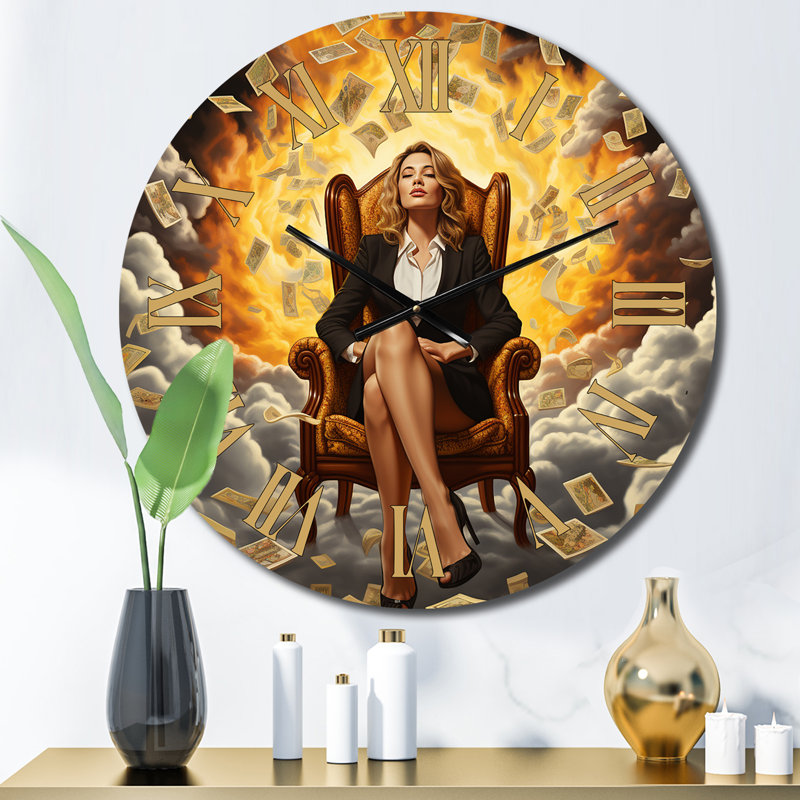 Horloge murale Billionaire Mindset Business Woman Abundance II, Moyenne