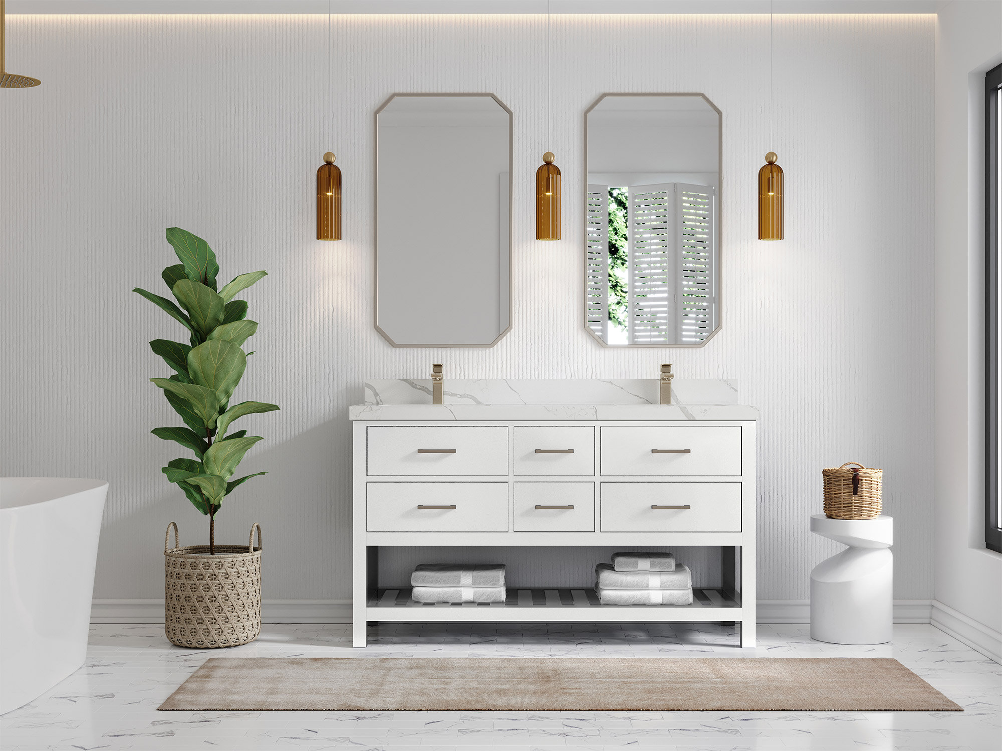 Willow Collections Parker 60" Double Bathroom Vanity Set | Wayfair