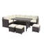 Canapé modulaire d'extérieur en osier 7 pièces 7 pièces avec coussins et table de salle à manger-1849957309