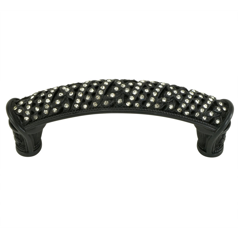 HAMPTON 3-1/2" CENTER TO CENTER PULL DECORATED WITH CLEAR SWAROVSKI CRYSTALS IN MATTE BLACK PLATE