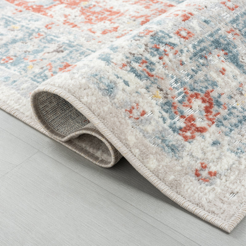 Tapis intérieur / extérieur haute performance, Rectangle 7 pi 9 po x 9 pi 9 po, Bleu / rouille