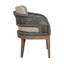 Chaise de terrasse Orbit en bois d'eucalyptus vieilli avec corde grise et coussins en oléfine taupe