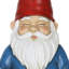 Statue solaire gnome tenant deux boules craquelées