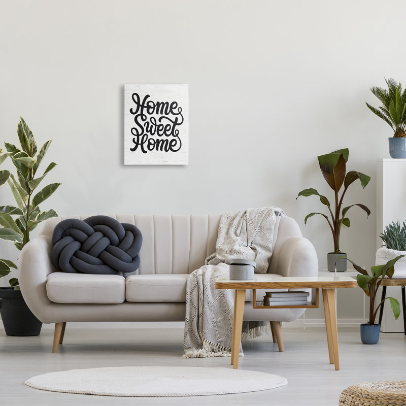 " Minimal Home Sweet Home Typography Light Worn Pattern " by Lettered And Lined, 20" H x 16" W x 1.5" D, Wood Plaque