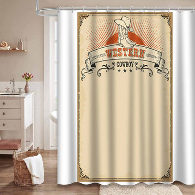 Wild West Cowboy Country Art Waterproof Shower Curtain with 12 Hooks