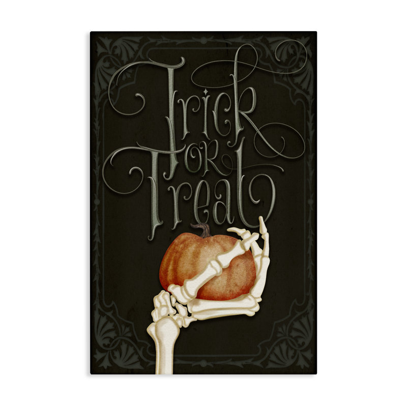 Toile à main squelette «Trick Or Traite», conception par Nicole Tamarin, H 24 po x l 16 po