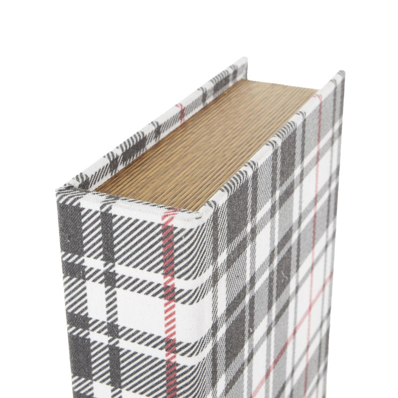 Storage Book Geometric Box With Plaid Inspired Pattern And Paper Detailed Edges