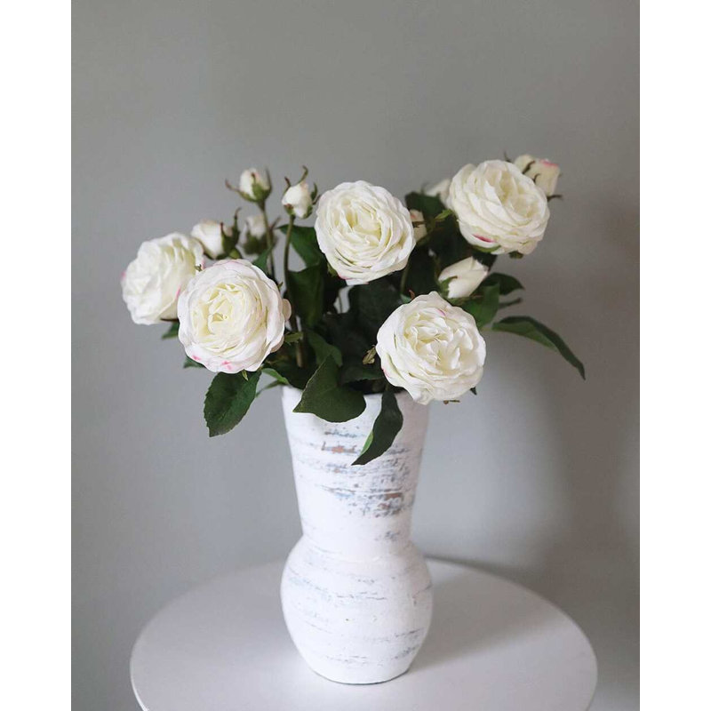 Real Touch Pink Rose 21.5", White