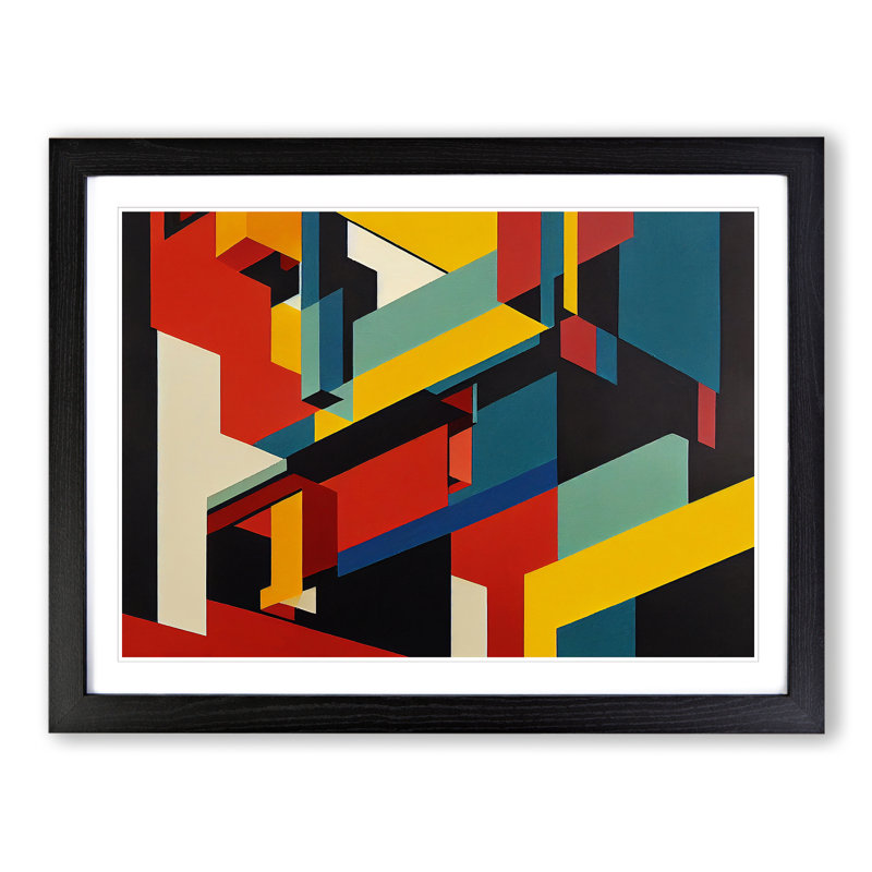 Abstract Bauhaus Art Vol.7 - Single Picture Frame Painting, Black, 46cm H x 64cm W x 2cm D