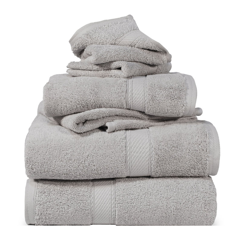 Scotia Egyptian Cotton Bath Towel Set, Silver, 6Pc Towel Set  (2Bath, 2Hand, 2Face)