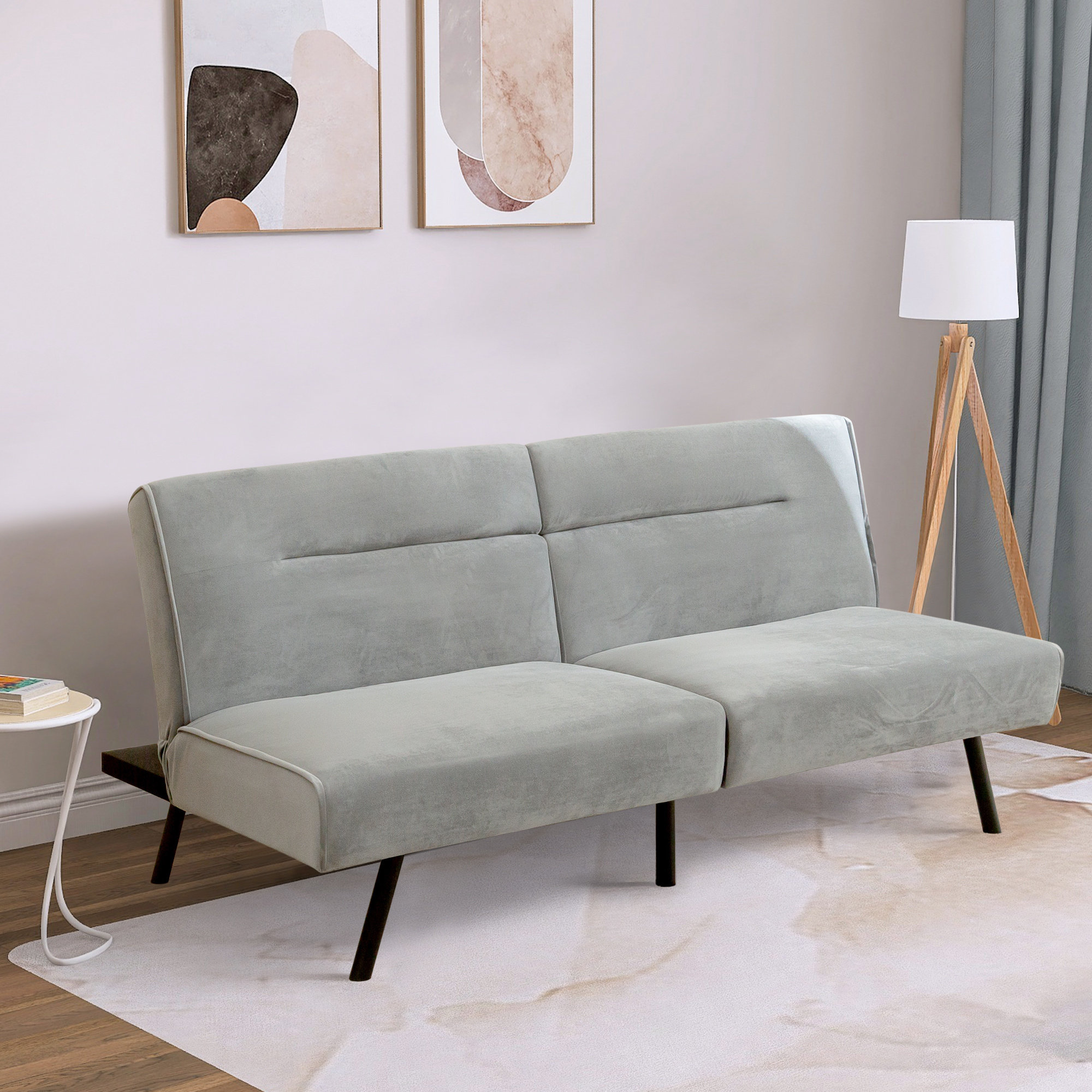 George Oliver Futon Bed, Modern Linen Sofa Couch With Convertible ...
