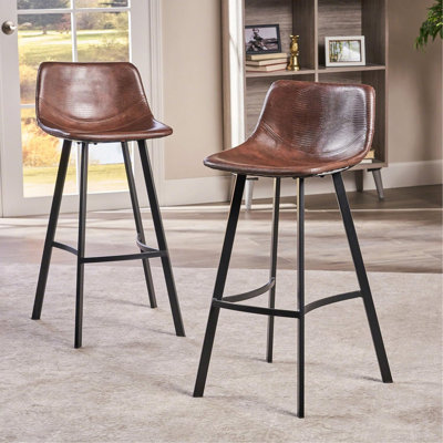Set Of 2 30" Dax Faux Leather Barstool Brown