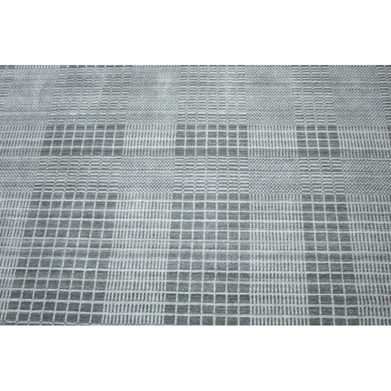 Tapis tissé à la main | Tapis en laine et bambou en soie moderne | Tapis d'intérieur 9 mm, Rectangle 9 pi x 12 pi