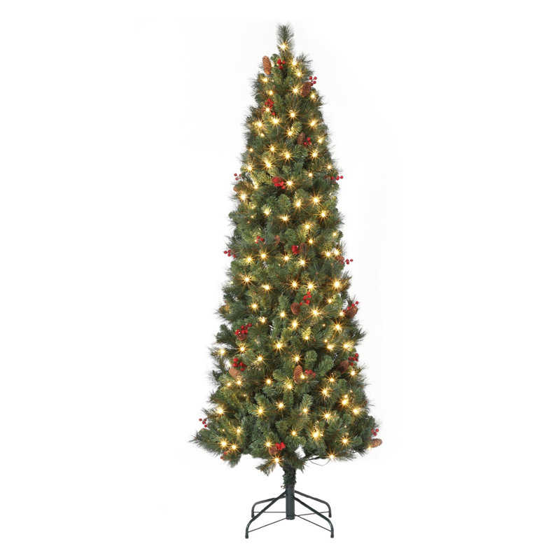 Arbre de Noël hybride 7 pi en PVC et aiguilles de pin avec 25 branches de pin