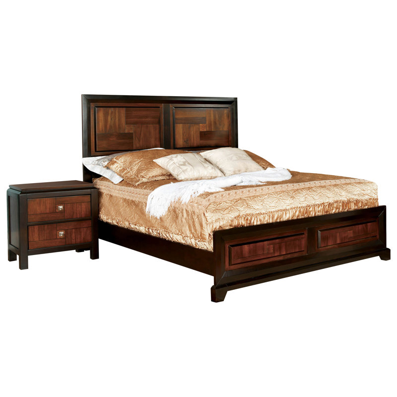 Lit 2 pièces en bois avec table de chevet Anacarina