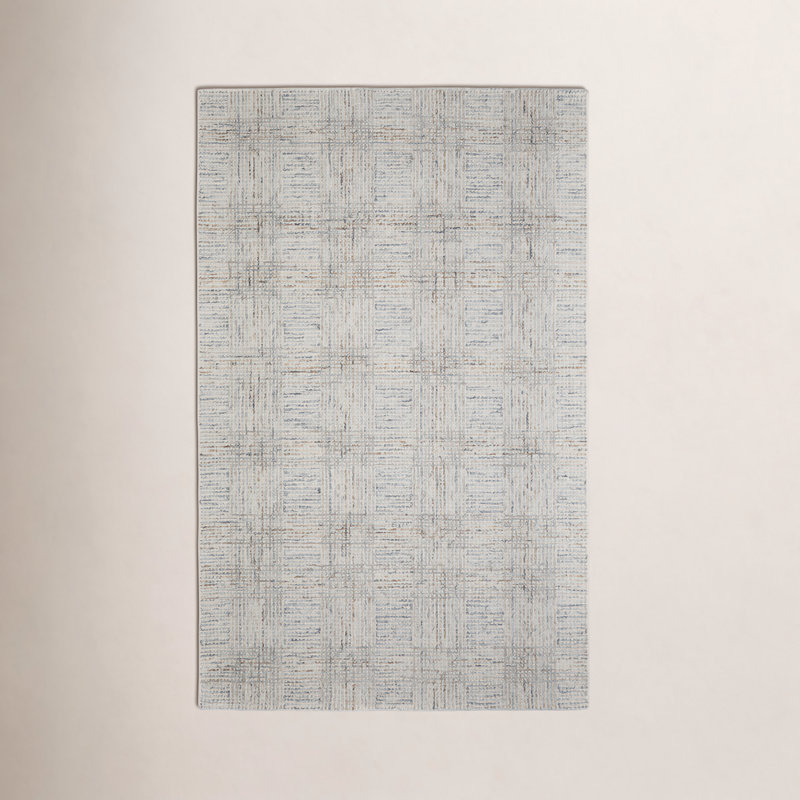 Tapis gris / ivoire en laine / coton touffeté à la main Armando, Rectangle 9 pi x 12 pi