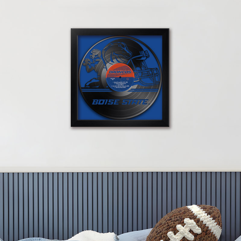 Disque vinyle NCAA-CLC Broncos State Boise - Football américain - Impression encadrée 13" x 13", NCAA Boise State