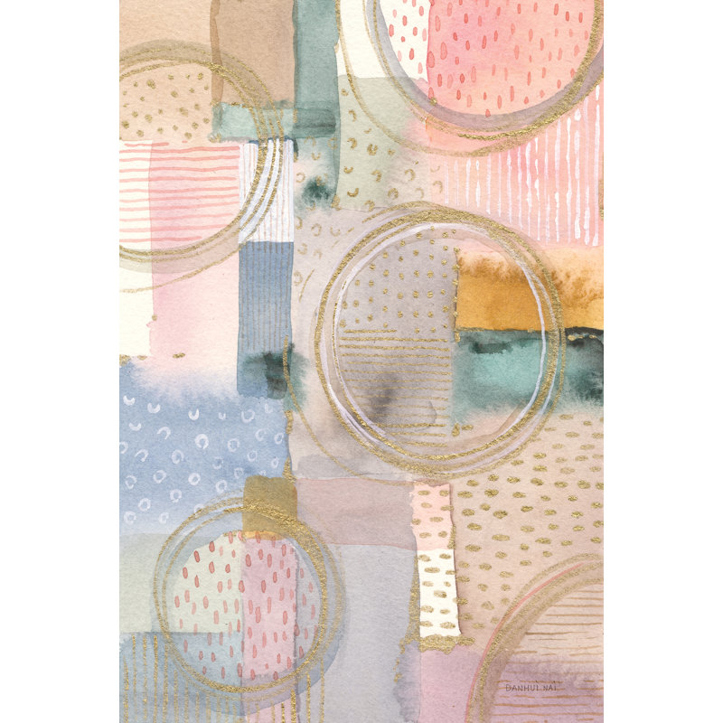 «Circle Stories I» par - peinture sur toile tendue, H 12 po x l 8 po