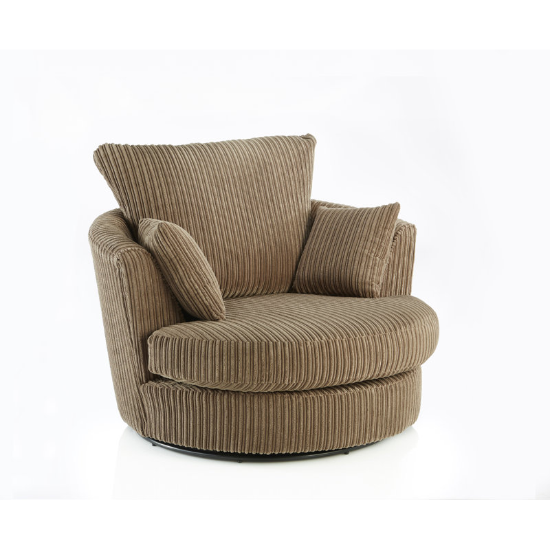 Moana Upholstered Swivel Barrel Chair, Coffee