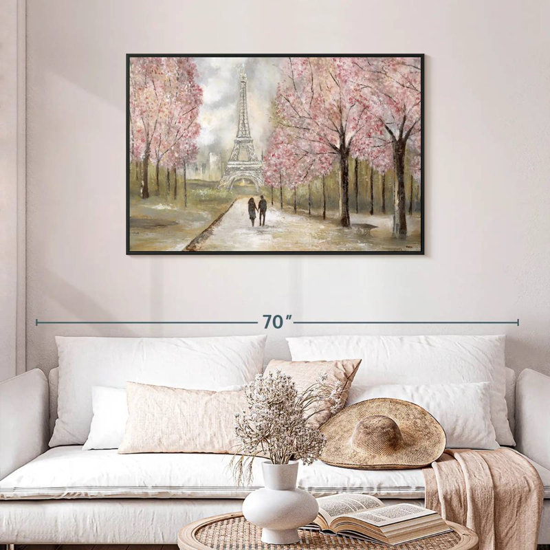 Balade à Paris, Cadre flottant noir, 43 po x 29 po