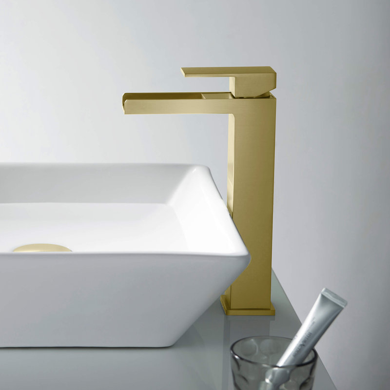 Brushed Gold Solid Brass Vessel Sink Faucet