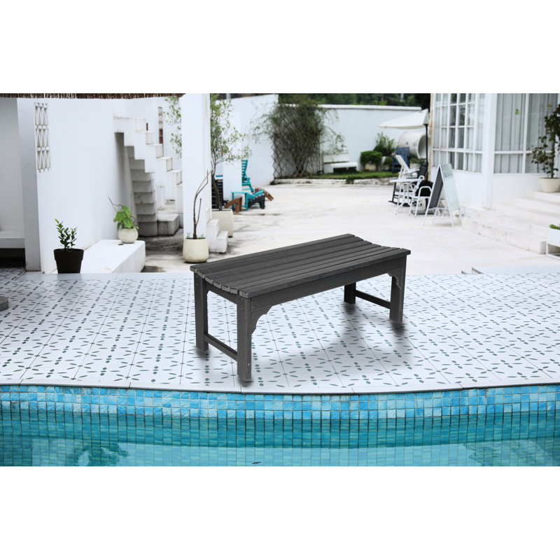Banc avec texture en bois pour patio, cour arrière, balcon - toutes saisons, protégé, gris, capacité de 500 lb, Grey