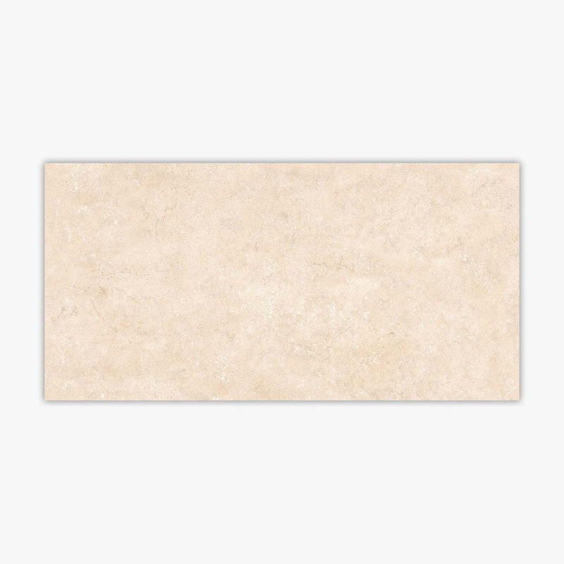 12" x 24" Porcelain Stone Look Wall & Floor Tile, Ivory Matte