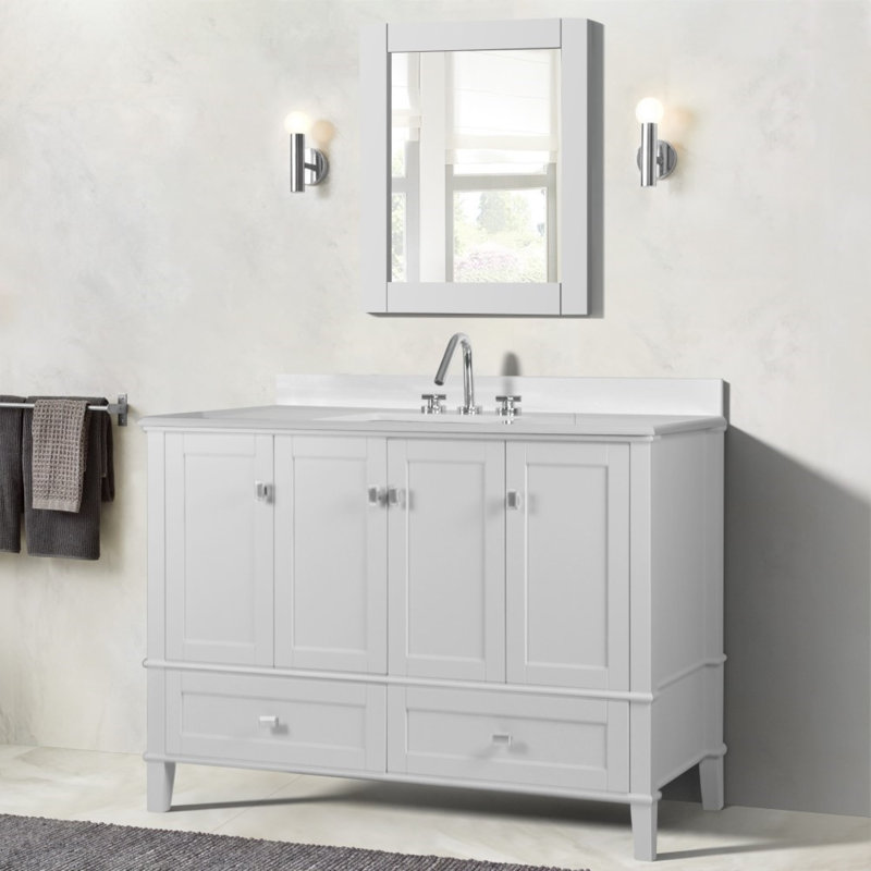 49” Single Vanity With Quartz Top, White