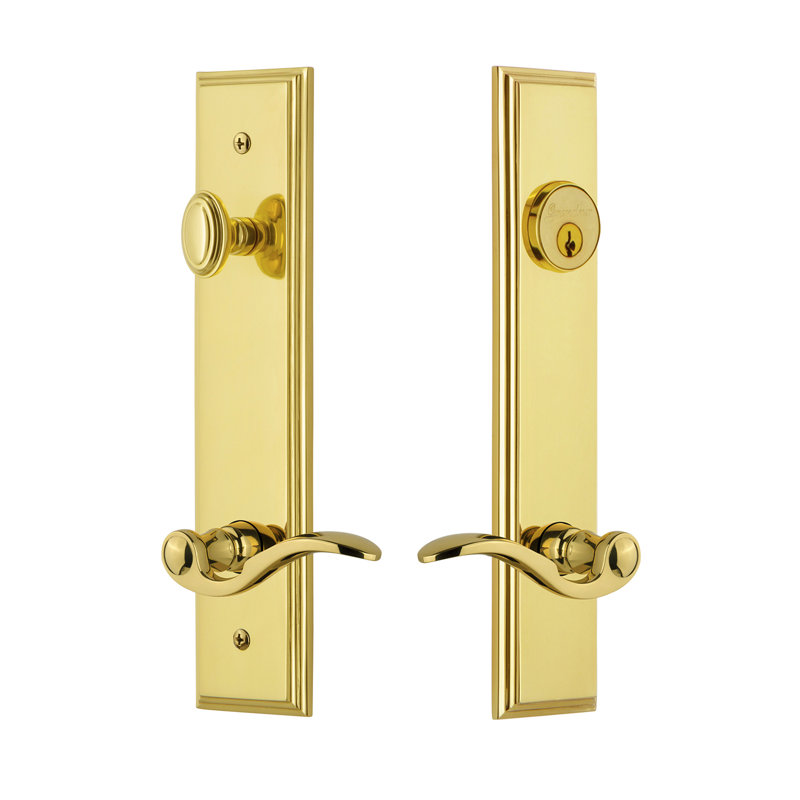 Carré Complete Tall Plate Entry Lever Set with Single Cylinder Deadbolt, Lifetime Brass, 2.375", Right