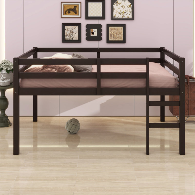 Lit mezzanine en bois avec échelle, Espresso