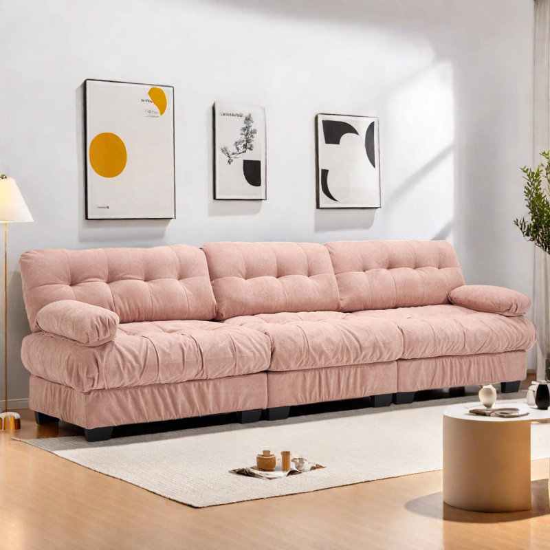 Canapé modulaire modulaire à assise profonde confortable, Rose