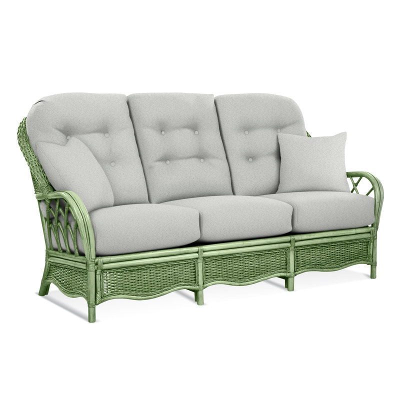 Everglade Upholstered 76'' Sofa, Celery, Blue Chenille/Velvet Solid; 0913-61